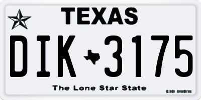 TX license plate DIK3175