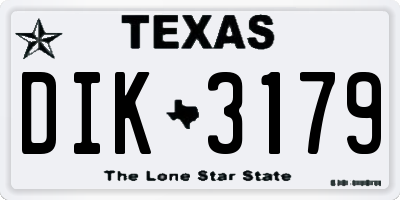 TX license plate DIK3179
