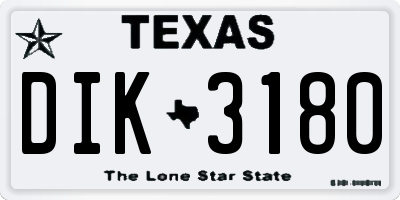 TX license plate DIK3180