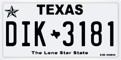 TX license plate DIK3181