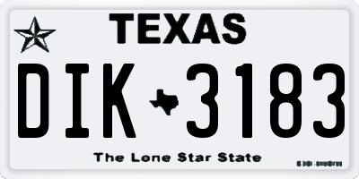 TX license plate DIK3183