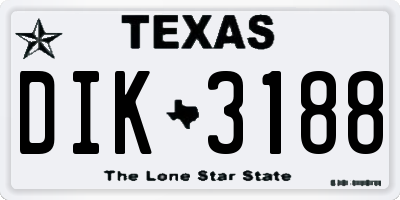 TX license plate DIK3188