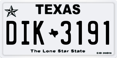 TX license plate DIK3191