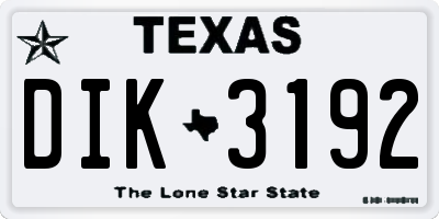 TX license plate DIK3192
