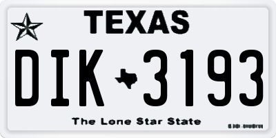 TX license plate DIK3193