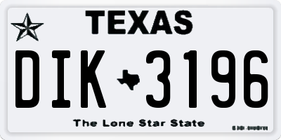 TX license plate DIK3196