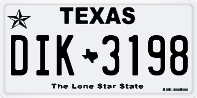TX license plate DIK3198