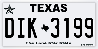 TX license plate DIK3199