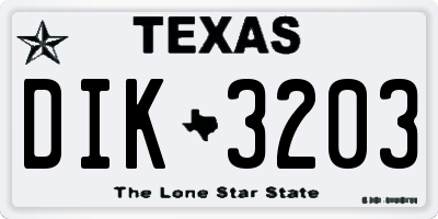 TX license plate DIK3203