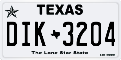 TX license plate DIK3204