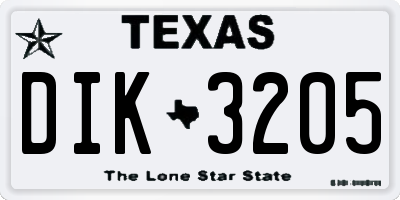 TX license plate DIK3205