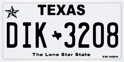 TX license plate DIK3208