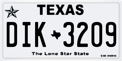 TX license plate DIK3209