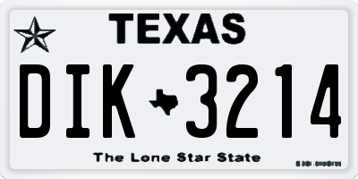 TX license plate DIK3214