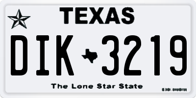 TX license plate DIK3219
