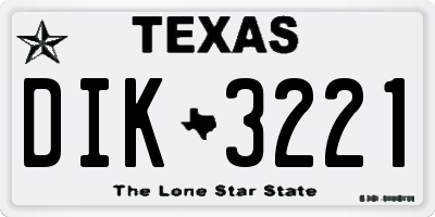 TX license plate DIK3221