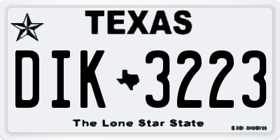 TX license plate DIK3223