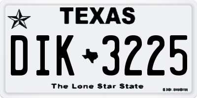 TX license plate DIK3225