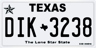 TX license plate DIK3238