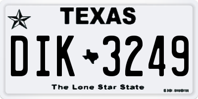 TX license plate DIK3249