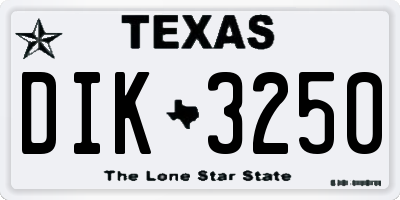 TX license plate DIK3250