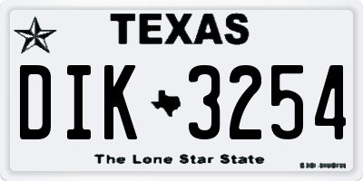TX license plate DIK3254