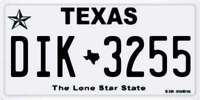 TX license plate DIK3255