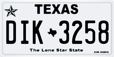 TX license plate DIK3258