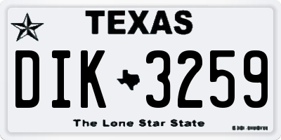 TX license plate DIK3259