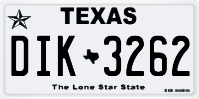 TX license plate DIK3262