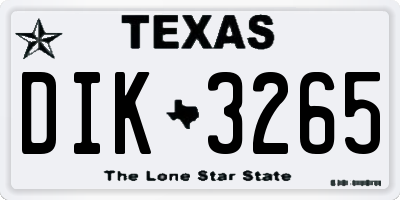 TX license plate DIK3265