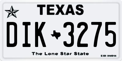 TX license plate DIK3275
