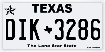 TX license plate DIK3286