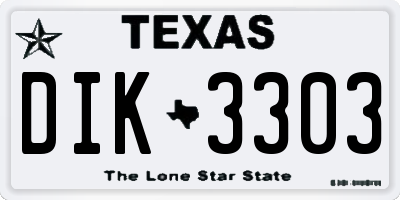 TX license plate DIK3303