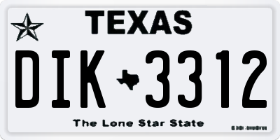TX license plate DIK3312