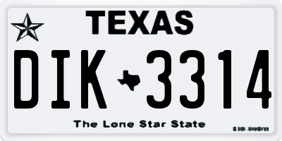 TX license plate DIK3314