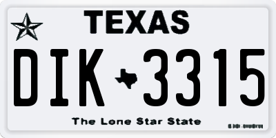 TX license plate DIK3315