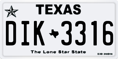 TX license plate DIK3316