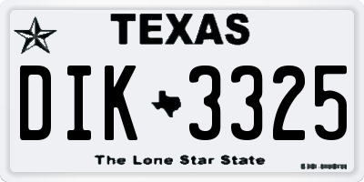 TX license plate DIK3325