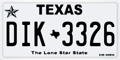 TX license plate DIK3326