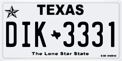 TX license plate DIK3331