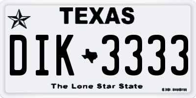 TX license plate DIK3333