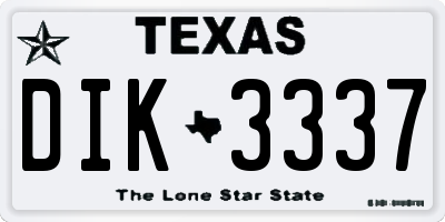 TX license plate DIK3337