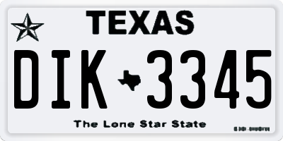 TX license plate DIK3345