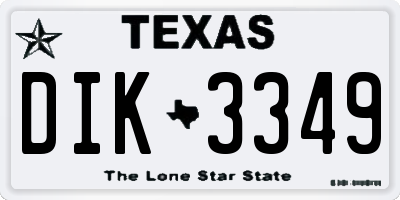 TX license plate DIK3349