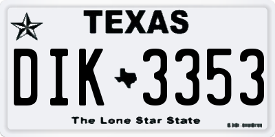 TX license plate DIK3353