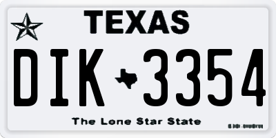 TX license plate DIK3354