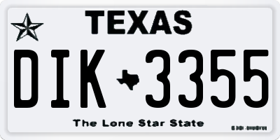 TX license plate DIK3355