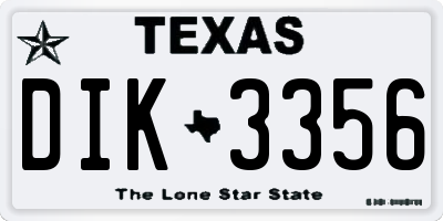 TX license plate DIK3356