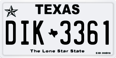 TX license plate DIK3361